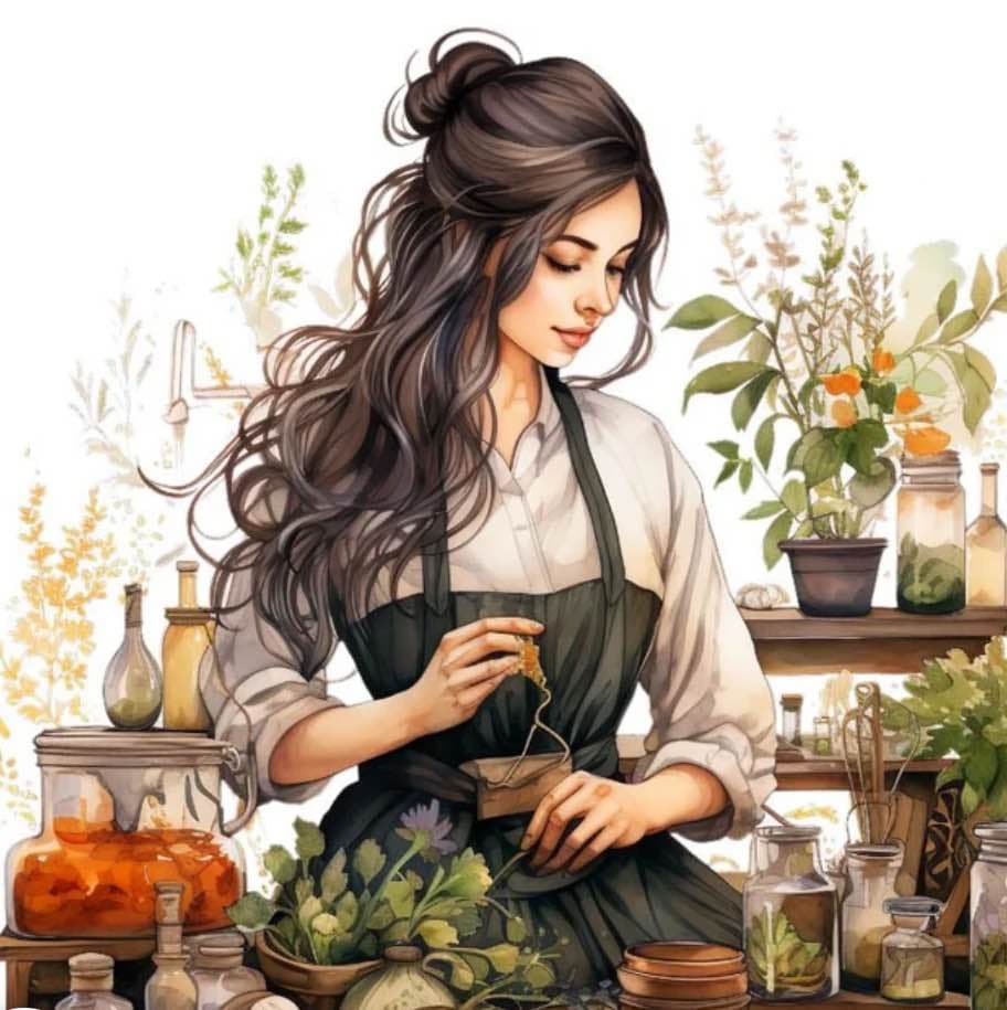 Lady with Herbs and Jars